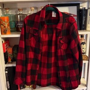 Red and Black Plaid Flannel Shirt
